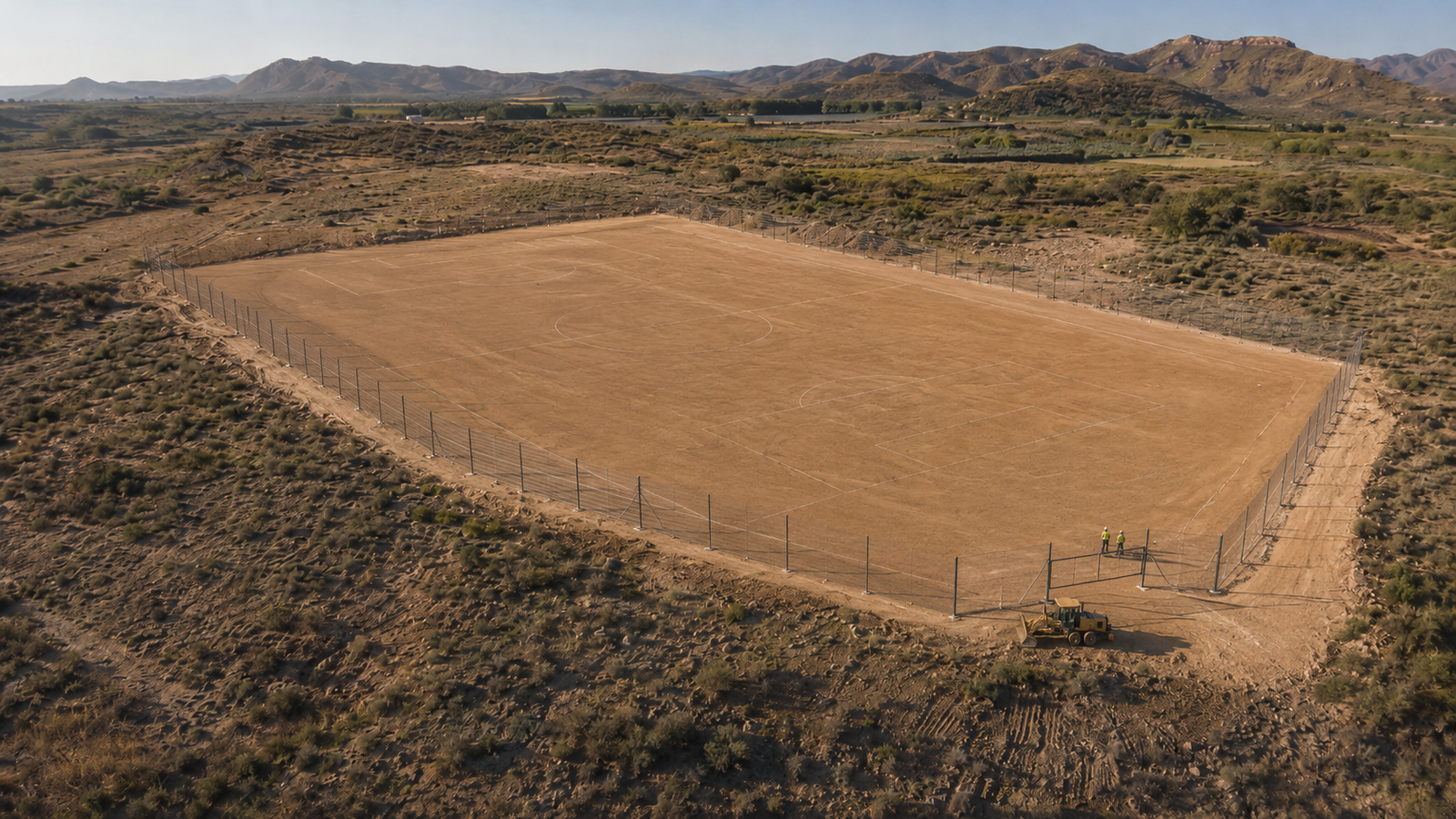 Vista aérea del cerramiento que delimitará y protegerá el terreno.